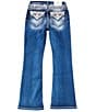 Color:Med Blue - Image 1 - Big Girls 7-16 Flower Mid Rise Boot Cut Denim Jean