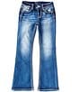 Color:Med Blue - Image 2 - Big Girls 7-16 Flower Mid Rise Boot Cut Denim Jean