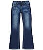 Color:Dark Blue - Image 2 - Big Girls 7-16 Cross Detailed Pocket Boot Cut Jeans