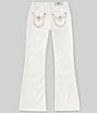 Color:White - Image 1 - Big Girls 7-16 Embroidered Pocket White Bootcut Jeans