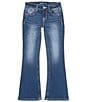 Color:Dark Blue - Image 2 - Big Girls 7-16 Fleur-De-Lis Embroidered Bootcut Jeans