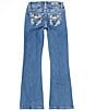 Color:Light Blue - Image 1 - Big Girls 7-16 Floral Embroidered Pocket Boot Cut Jeans
