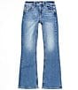 Color:Light Blue - Image 2 - Big Girls 7-16 Floral Embroidered Pocket Boot Cut Jeans