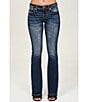 Miss Me Flame/Cross Embroidered Pocketed Mid Rise Bootcut Jeans, Color:Dark Blue - Image 2