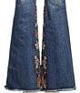 Color:Dark Blue - Image 5 - High Rise Floral Embroidered Flare Leg Jeans