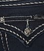 Color:Dark Blue - Image 5 - Loose Saddle Border Stitch Flap Pocket Low Rise Bootcut Jeans