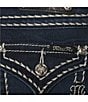Color:Dark Blue - Image 6 - Loose Saddle Border Stitch Flap Pocket Low Rise Skinny Jeans