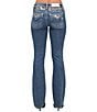 Miss Me Mid Rise Bootcut Embellished Back Logo & Pocket Jeans, Color:Medium Blue - Image 1