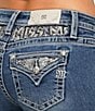 Miss Me Mid Rise Bootcut Embellished Back Logo & Pocket Jeans, Color:Medium Blue - Image 4