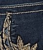 Color:Dark Blue - Image 5 - Mid Rise Embellished Horseshoe Back Pocket Bootcut Jeans
