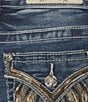 Color:Dark Blue - Image 5 - Mid Rise Embellished Wing Back Flap Pocket Bootcut Jeans