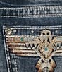 Color:Vintage Blue - Image 5 - Mid Rise Tribal Tonal Back Pocket Bootcut Jeans