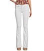 Color:White - Image 2 - Sequin Crossing Lines Back Flap Embellished Pocket Bootcut Jeans