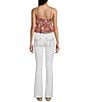 Color:White - Image 3 - Sequin Crossing Lines Back Flap Embellished Pocket Bootcut Jeans