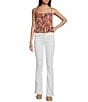 Color:White - Image 4 - Sequin Crossing Lines Back Flap Embellished Pocket Bootcut Jeans