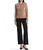 MISSOK Wrinkle-Resistant Embroidered Knit Ribbed Neck Long Sleeve Button-Front Cardigan - Image 4