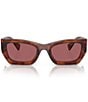 Miu Miu Women's MU 09WS53-X 53mm Striped Rectangle Sunglasses, Color:Striped Tobacco/Dark Violet - Image 2