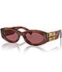 Miu Miu Women's MU 11WS54-X 54mm Striped Oval Sunglasses, Color:Striped Tobacco/Dark Violet - Image 1