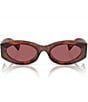 Miu Miu Women's MU 11WS54-X 54mm Striped Oval Sunglasses, Color:Striped Tobacco/Dark Violet - Image 2