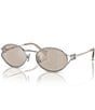 Miu Miu Women's MU 52YS54-X 54mm Oval Mirrored Sunglasses, Color:Silver/Ivory Mirror - Image 1