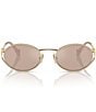 Miu Miu Women's MU 52YS54-X 54mm Oval Mirrored Sunglasses, Color:Pale Gold/Pink Mirror - Image 2