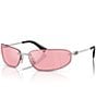 Miu Miu Women's MU A50S68-Z 69mm Oval Gradient Mirrored Sunglasses, Color:Silver/Pink Mirror Lilac - Image 1
