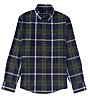 Color:Olive/Navy - Image 1 - City Flannel No-Tuck Large Plaid Performance Stretch Long-Sleeve Woven Shirt