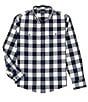 Color:Navy - Image 1 - City Flannel Performance Stretch Buffalo Plaid Long Sleeve Woven Shirt