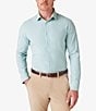 Color:Nile Blue - Image 1 - Leeward Banker Stripe Trim Fit Performance Stretch Long Sleeve Woven Shirt