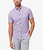 Color:Lavender - Image 1 - Leeward Lavender Geo Print Performance Stretch Short-Sleeve Woven Shirt
