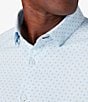 Color:Sky - Image 3 - Leeward No Tuck Trim Fit Medallion Geo Print Performance Stretch Long Sleeve Woven Shirt