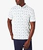 Color:White - Image 1 - Performance Stretch Halyard Cacti Print Short Sleeve Polo Shirt