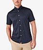 Color:Navy - Image 1 - Performance Stretch Halyard Double Dot Print Short Sleeve Woven Shirt