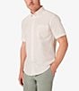 Color:White - Image 1 - Performance Stretch Leeward Triangle Geo Print Short Sleeve Woven Shirt
