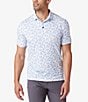 Color:White - Image 1 - Performance Stretch Versa Eclipse Print Short Sleeve Polo Shirt