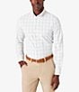 Color:White Larkin Plaid - Image 1 - Trim Fit Leeward Performance Stretch Plaid Long-Sleeve Woven Shirt