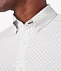 Color:White - Image 3 - Trim Fit Performance Stretch Leeward Medallion Print Long Sleeve Woven Shirt