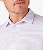 Color:Light Pastel Purple - Image 3 - Trim Fit Performance Stretch Stripe Short Sleeve Polo Shirt