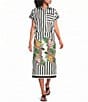 Mo Maya Black Strip Dragon Print High Rise Pencil Midi Skirt - Image 5