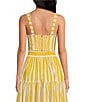 Mo Maya Coordinating Le Soleil Stripe Print Sweetheart Neckline Sleeveless Bra Top, Color:Yellow - Image 2