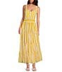 Mo Maya Coordinating Le Soleil Stripe Print Sweetheart Neckline Sleeveless Bra Top, Color:Yellow - Image 3