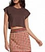 Mo Maya Cropped Embroidered Short Sleeve Crew Neck Tee - Image 1