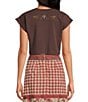 Mo Maya Cropped Embroidered Short Sleeve Crew Neck Tee - Image 2