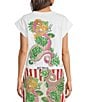 Mo Maya Knit Dragon Motif Short Sleeve Crop Box Tee - Image 1