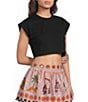 Mo Maya Leo Crop Embroidered Tee - Image 1