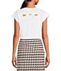 Mo Maya Leo Short Cap Sleeve Crew Neck Crop Tee - Image 1