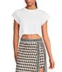 Mo Maya Leo Short Cap Sleeve Crew Neck Crop Tee - Image 2