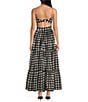 Mo Maya Luna Gingham Check V Neckline Cut-Out Sleeveless Maxi Dress, Color:Black - Image 2