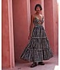 Mo Maya Luna Gingham Check V Neckline Cut-Out Sleeveless Maxi Dress, Color:Black - Image 5