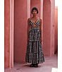 Mo Maya Luna Gingham Check V Neckline Cut-Out Sleeveless Maxi Dress, Color:Black - Image 6